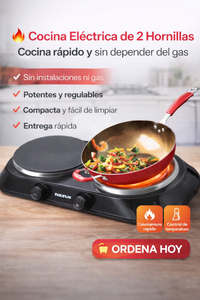 🍳 Cocina Eléctrica de 2 Hornillas – Cocina Rápido y Sin Gas