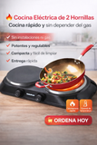 🍳 Cocina Eléctrica de 2 Hornillas – Cocina Rápido y Sin Gas